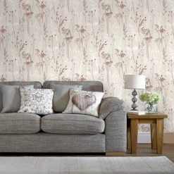 GoodHome Pio Cream & Red Floral Textured Wallpaper -Trade Points goodhome pio cream red floral textured wallpaper5397007220063 20i