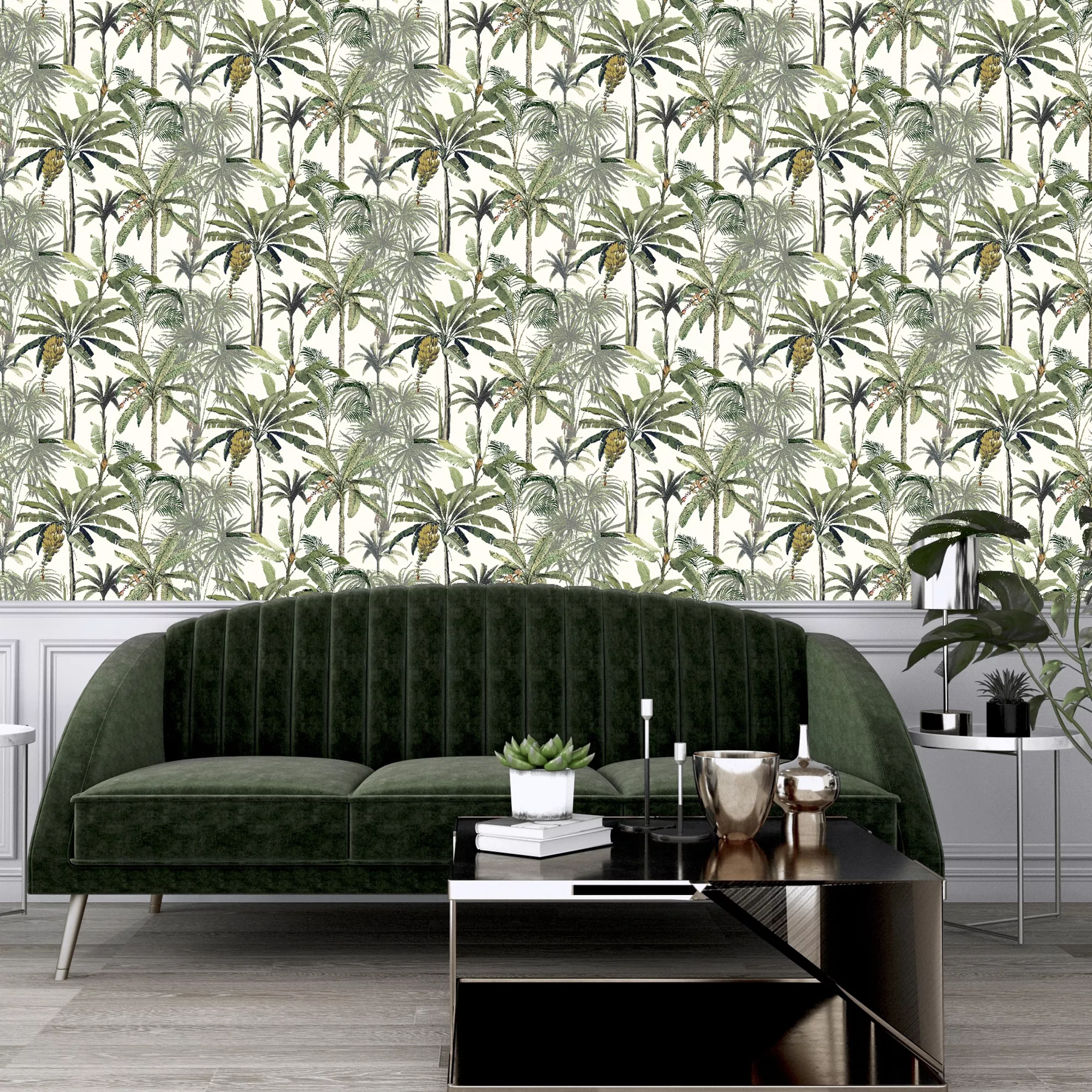 GoodHome Pirit Cream & Green Banana Leaves Textured Wallpaper 4 GoodHome Pirit Cream & Green Banana Leaves Textured Wallpaper - Image 2