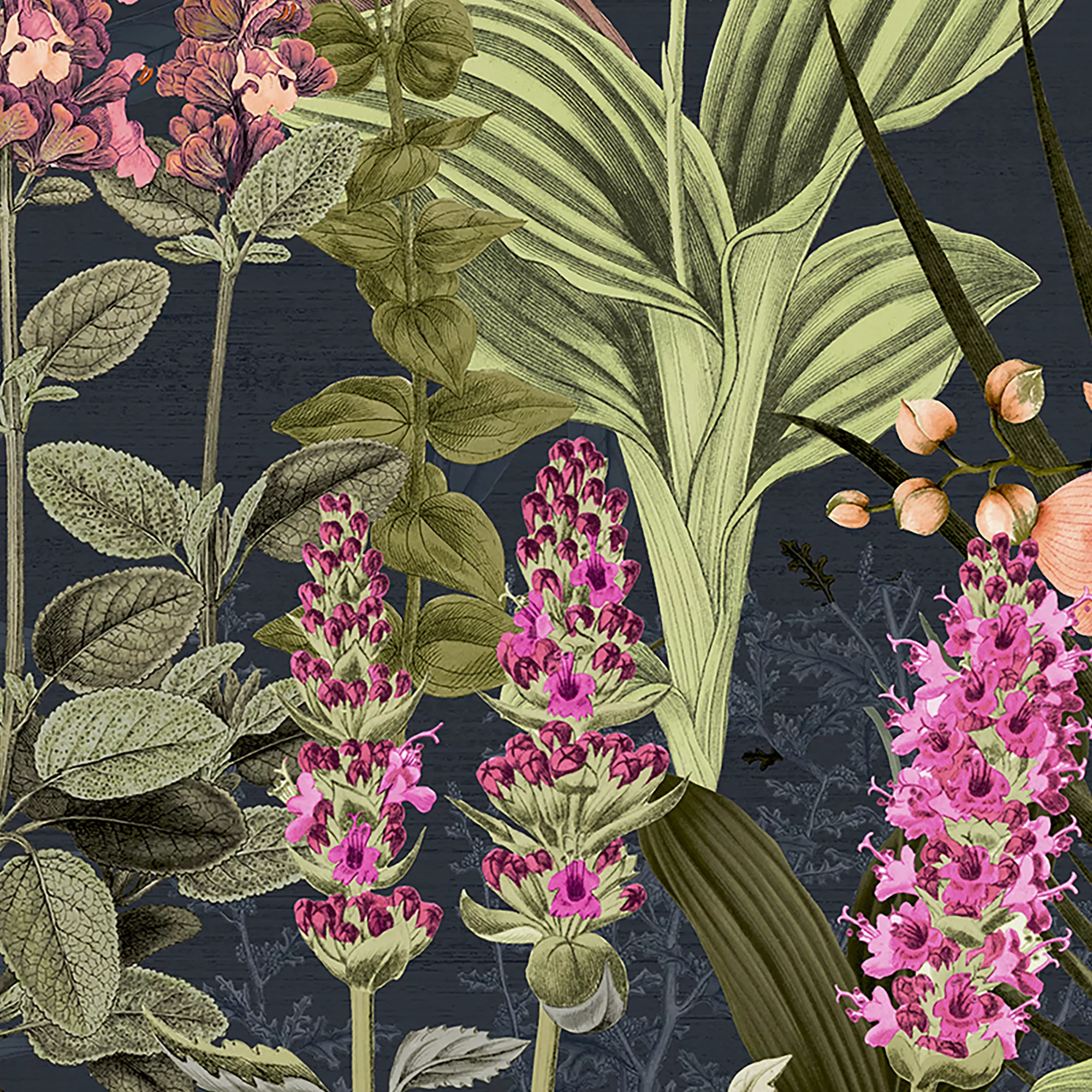 GoodHome Platin Lime & Navy Botanical Garden Textured Wallpaper 5 GoodHome Platin Lime & Navy Botanical Garden Textured Wallpaper - Image 3