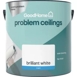 GoodHome Problem Ceilings Brilliant White Matt Emulsion Paint, 2.5L -Trade Points goodhome problem ceilings brilliant white matt emulsion paint 2 5l5059340232041 02c