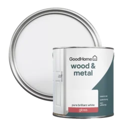 GoodHome Pure Brilliant White Gloss Metal & Wood Paint, 2.5L