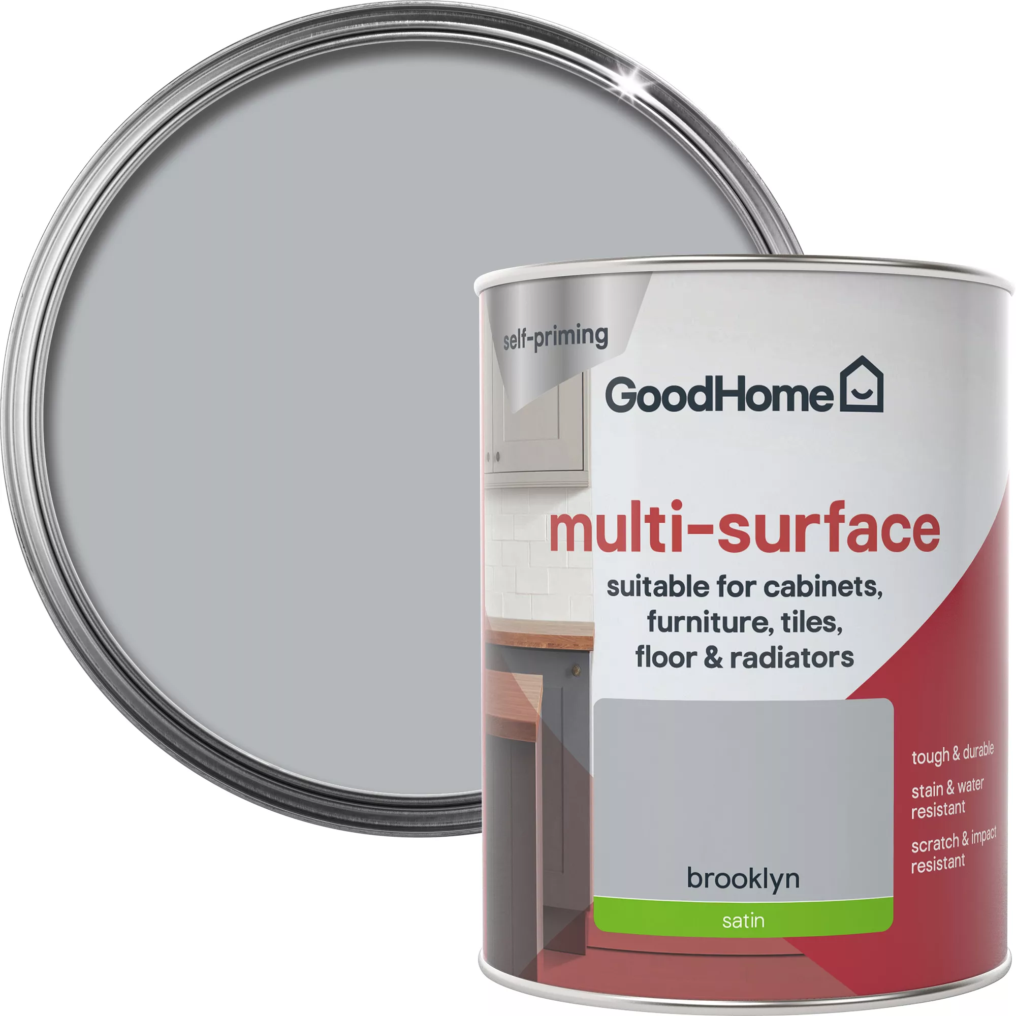 GoodHome Renovation Brooklyn Satinwood Multi-surface Paint, 750ml 3 GoodHome Renovation Brooklyn Satinwood Multi-surface Paint, 750ml