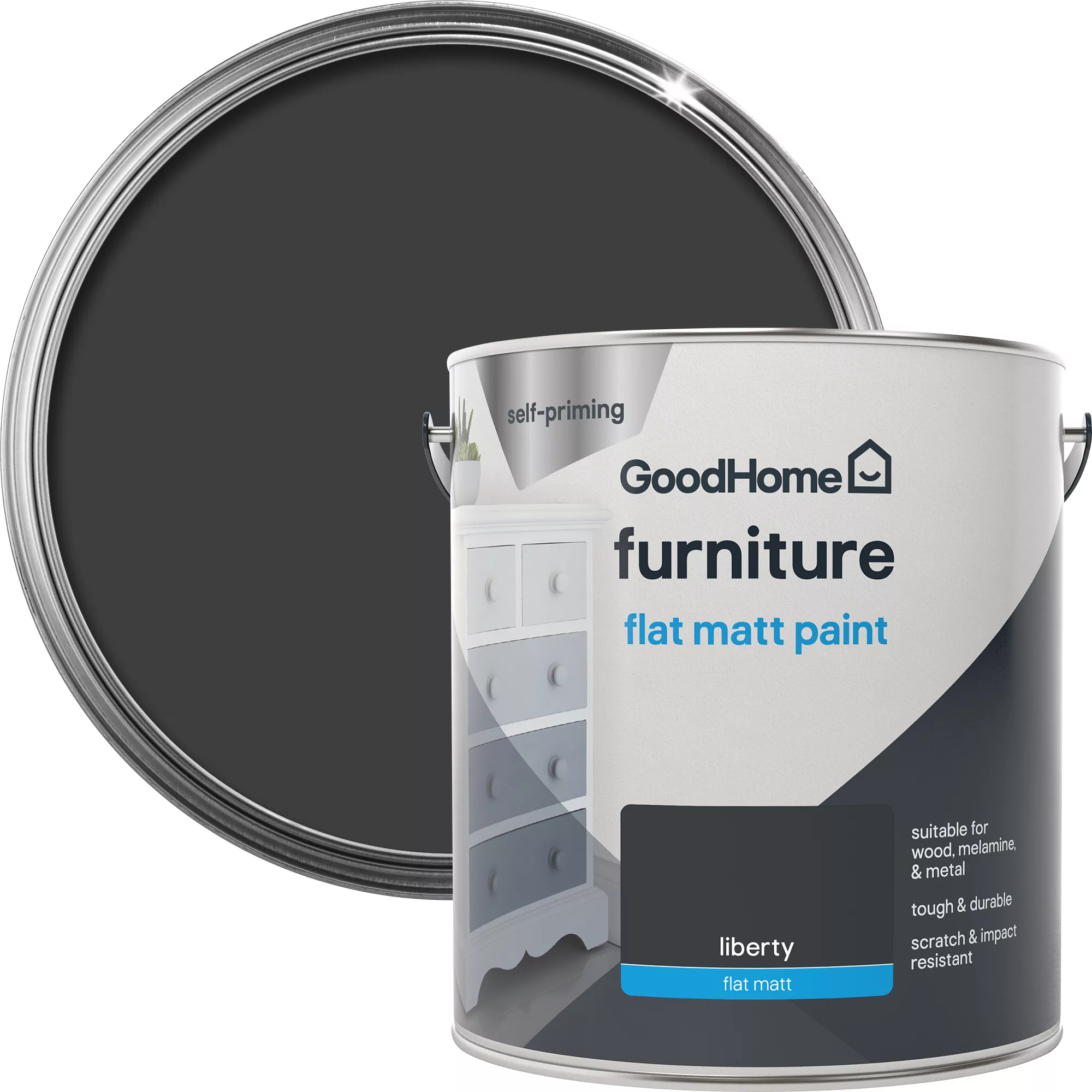 GoodHome Renovation Liberty Flat Matt Furniture Paint, 2L 3 GoodHome Renovation Liberty Flat Matt Furniture Paint, 2L