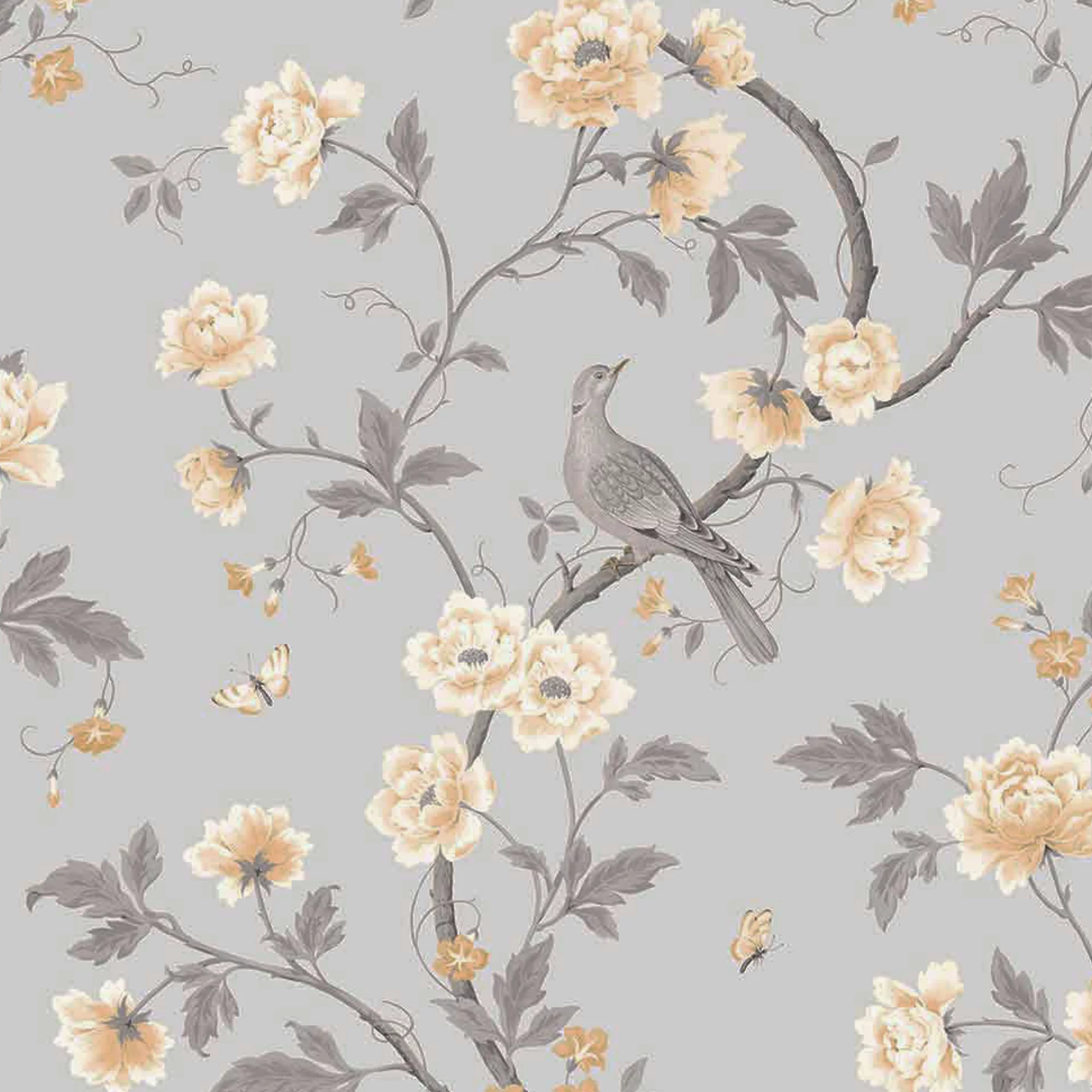 GoodHome Sandridge Grey & Yellow Floral Metallic Effect Smooth Wallpaper 4 GoodHome Sandridge Grey & Yellow Floral Metallic Effect Smooth Wallpaper - Image 2