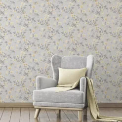 GoodHome Sandridge Grey & Yellow Floral Metallic Effect Smooth Wallpaper 11 GoodHome Sandridge Grey & Yellow Floral Metallic Effect Smooth Wallpaper -Trade Points goodhome sandridge grey yellow floral metallic effect smooth wallpaper5059340433455 20i