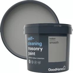 GoodHome Self-cleaning Hudson Smooth Matt Masonry Paint, 5L -Trade Points goodhome self cleaning hudson smooth matt masonry paint 5l3663602521358 37c