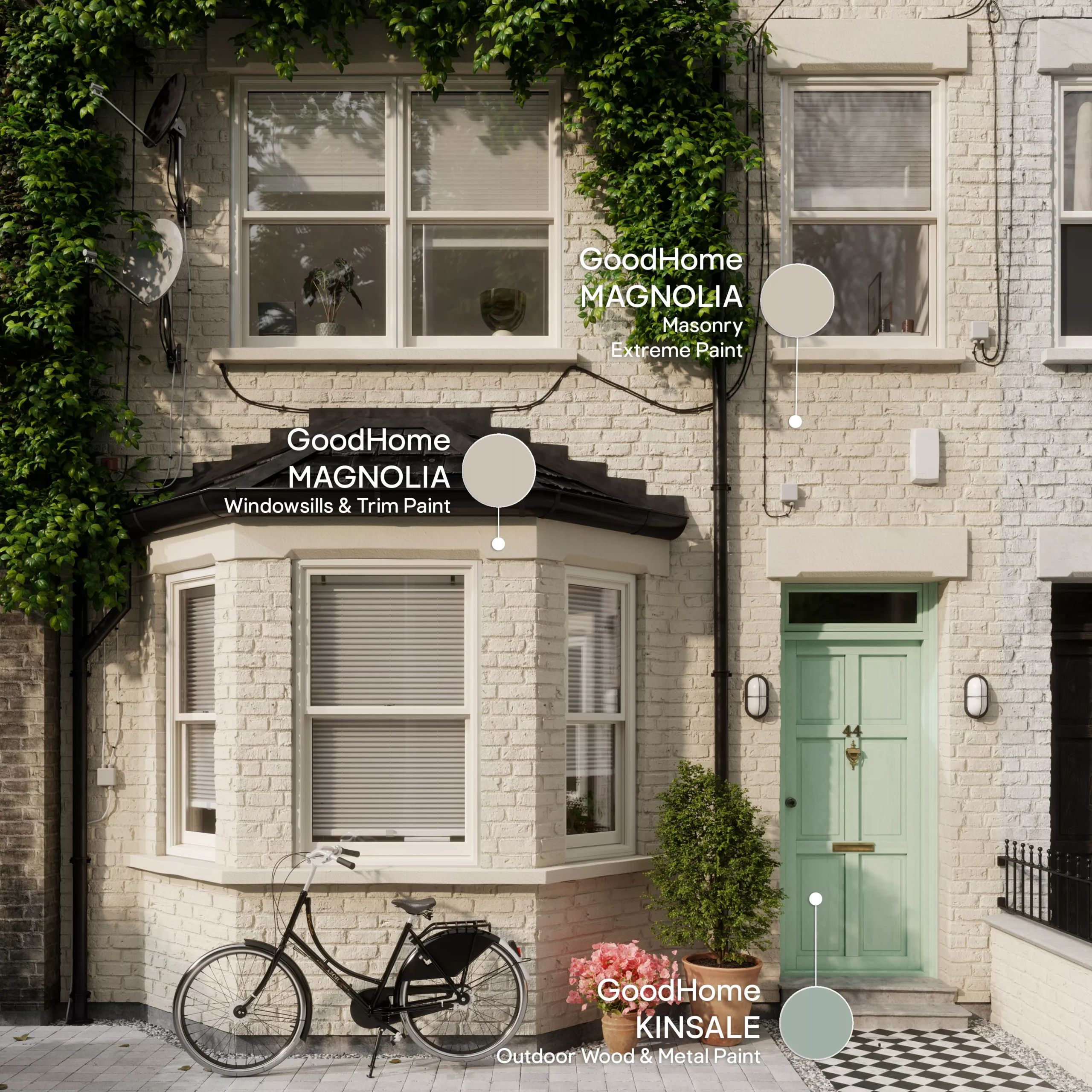 GoodHome Self-cleaning Magnolia Smooth Matt Masonry Paint, 5L 6 GoodHome Self-cleaning Magnolia Smooth Matt Masonry Paint, 5L - Image 4