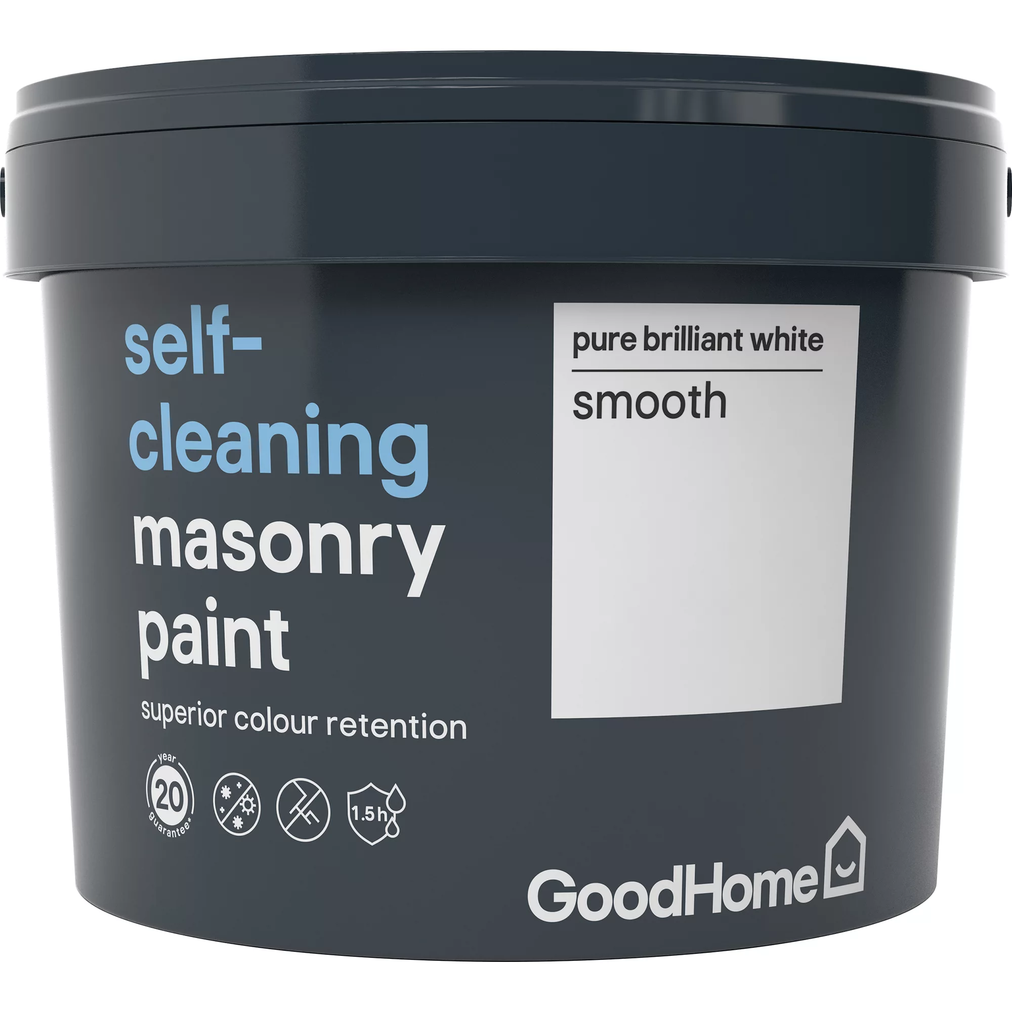 GoodHome Self-cleaning Pure Brilliant White Smooth Matt Masonry Paint, 10L 4 GoodHome Self-cleaning Pure Brilliant White Smooth Matt Masonry Paint, 10L - Image 2