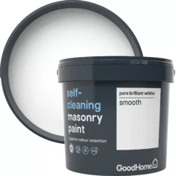 GoodHome Self-cleaning Pure Brilliant White Smooth Matt Masonry Paint, 5L -Trade Points goodhome self cleaning pure brilliant white smooth matt masonry paint 5l3663602521112 37c