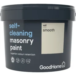 GoodHome Self-cleaning Vail Smooth Matt Masonry Paint, 10L -Trade Points goodhome self cleaning vail smooth matt masonry paint 10l3663602522027 08c bq