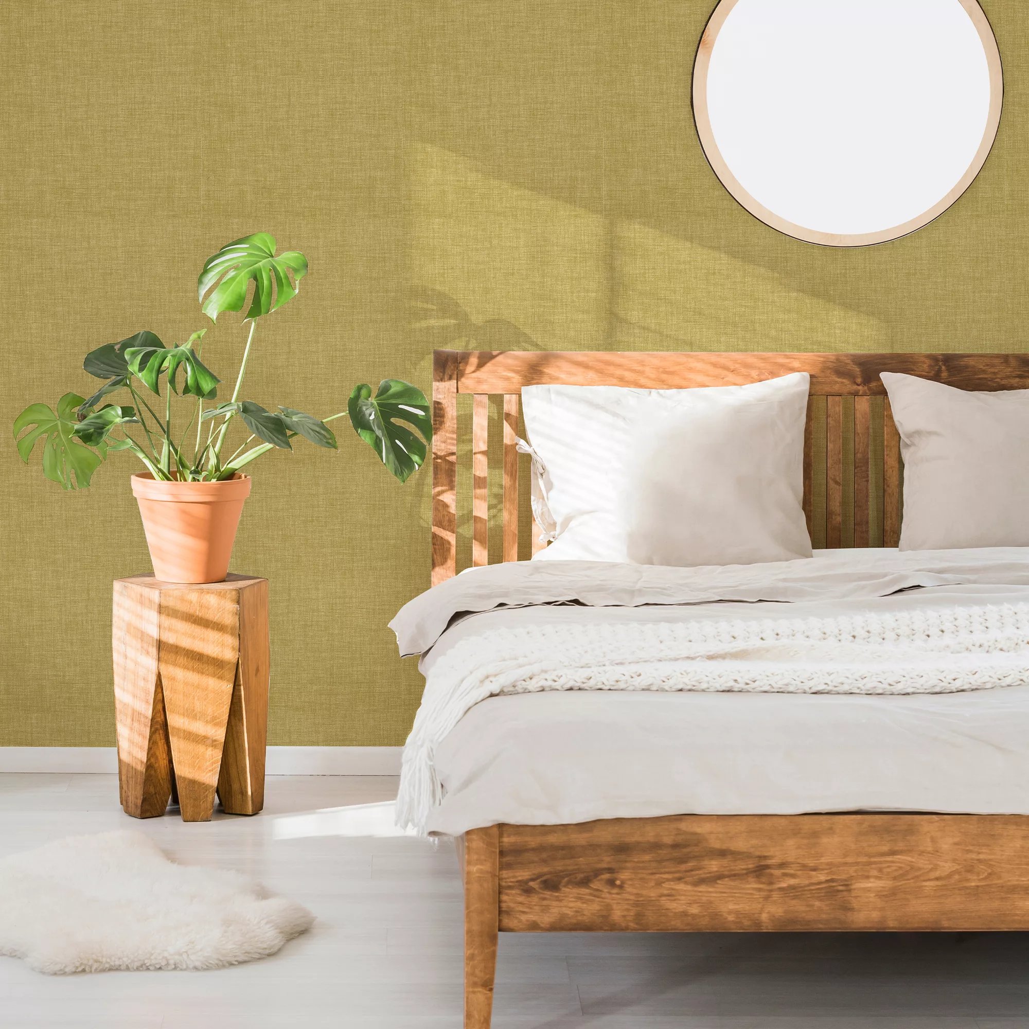 GoodHome Shung Ochre Woven Effect Textured Wallpaper 5 GoodHome Shung Ochre Woven Effect Textured Wallpaper - Image 3