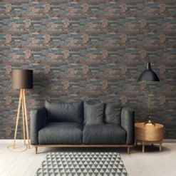GoodHome Smara Red & Slate Brick Effect Textured Wallpaper -Trade Points goodhome smara red slate brick effect textured wallpaper5059340410876 01i