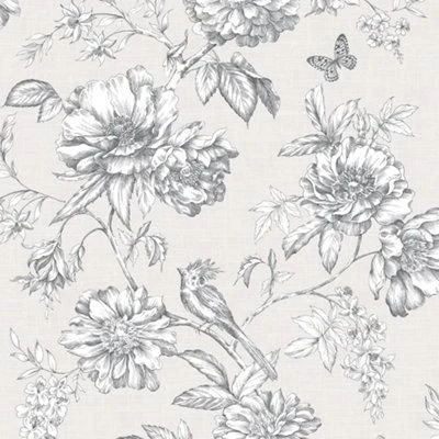 GoodHome Stanmer Beige Floral Mica Effect Textured Wallpaper 5 GoodHome Stanmer Beige Floral Mica Effect Textured Wallpaper - Image 3