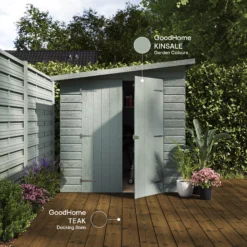 GoodHome Teak Matt Quick Dry Decking Wood Stain, 2.5L -Trade Points goodhome teak matt quick dry decking wood stain 2 5l5059340296777 19i EN 2022