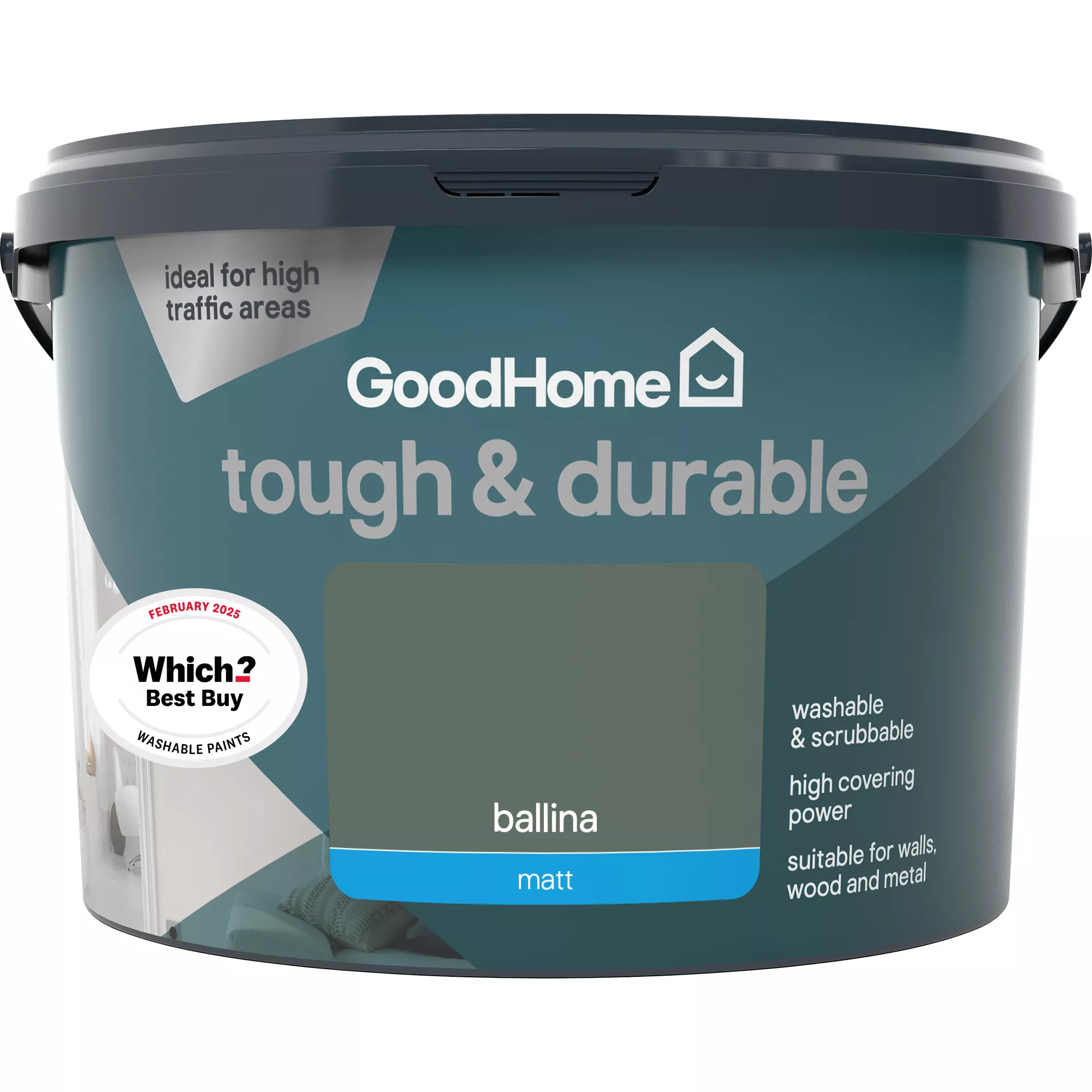 GoodHome Tough & Durable Ballina Matt Emulsion Paint, 2.5L 4 GoodHome Tough & Durable Ballina Matt Emulsion Paint, 2.5L - Image 2