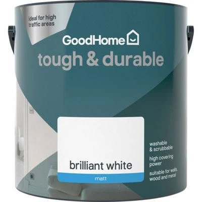 GoodHome Tough & Durable Brilliant White Matt Emulsion Paint, 2.5L 4 GoodHome Tough & Durable Brilliant White Matt Emulsion Paint, 2.5L - Image 2