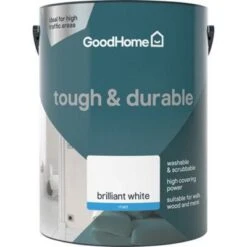 GoodHome Tough & Durable Brilliant White Matt Emulsion Paint, 5L 5 GoodHome Tough & Durable Brilliant White Matt Emulsion Paint, 5L -Trade Points goodhome tough durable brilliant white matt emulsion paint 5l5059340232096 02c bq