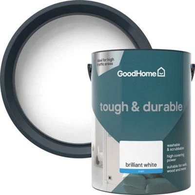 GoodHome Tough & Durable Brilliant White Matt Emulsion Paint, 5L 3 GoodHome Tough & Durable Brilliant White Matt Emulsion Paint, 5L