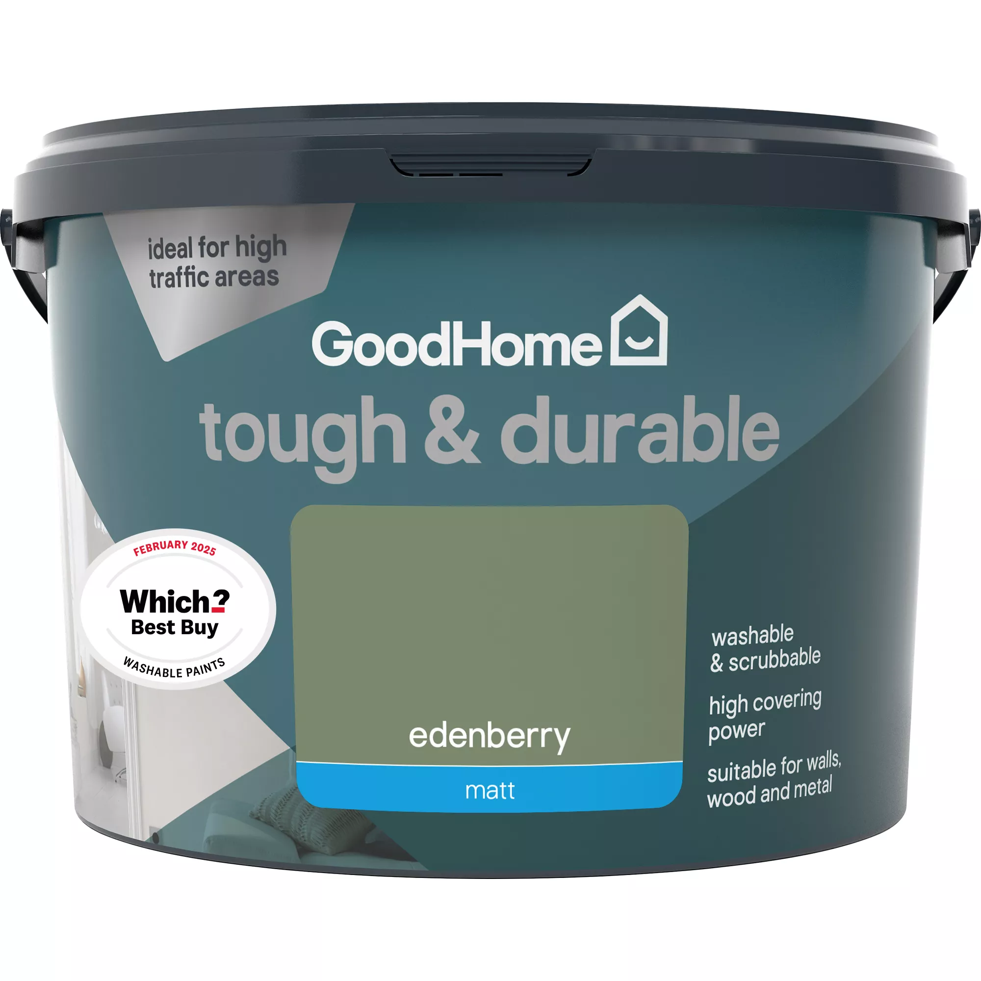 GoodHome Tough & Durable Edenberry Matt Emulsion Paint, 2.5L 4 GoodHome Tough & Durable Edenberry Matt Emulsion Paint, 2.5L - Image 2