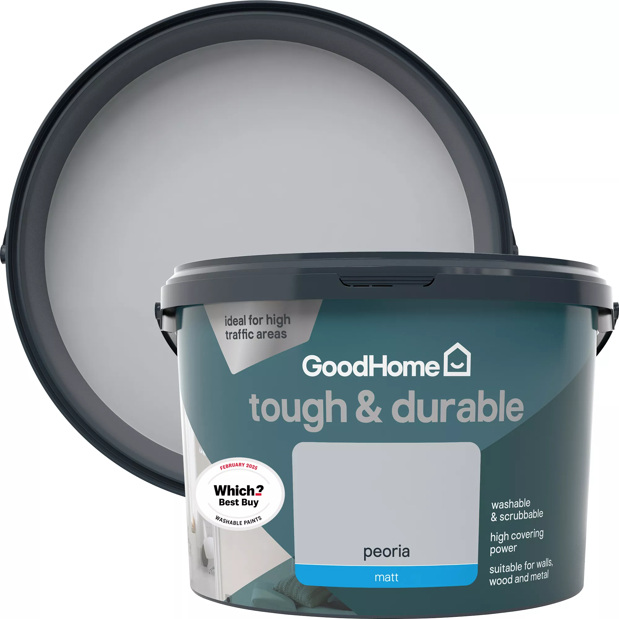 GoodHome Tough & Durable Peoria Matt Emulsion Paint, 2.5L 3 GoodHome Tough & Durable Peoria Matt Emulsion Paint, 2.5L