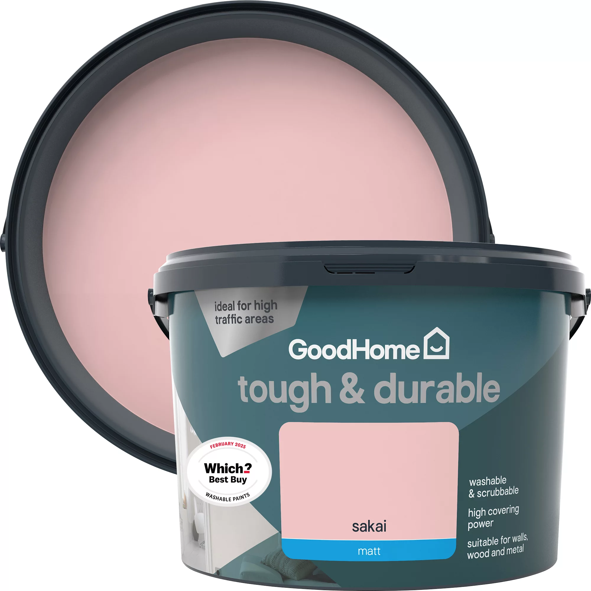 GoodHome Tough & Durable Sakai Matt Emulsion Paint, 2.5L 3 GoodHome Tough & Durable Sakai Matt Emulsion Paint, 2.5L