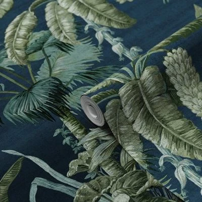 GoodHome Tugtu Blue & Green Tropical Matt Mural 4 GoodHome Tugtu Blue & Green Tropical Matt Mural - Image 2