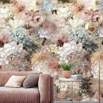 GoodHome Verdi Soft Pink Romantic Floral Matt Mural