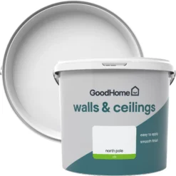 GoodHome Walls & Ceilings North Pole Silk Emulsion Paint, 5L