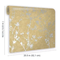 GoodHome Wavendon Yellow Sprig Silver Effect Textured Wallpaper -Trade Points goodhome wavendon yellow sprig silver effect textured wallpaper5059340410456 02t