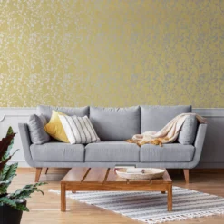 GoodHome Wavendon Yellow Sprig Silver Effect Textured Wallpaper -Trade Points goodhome wavendon yellow sprig silver effect textured wallpaper5059340410456 21i