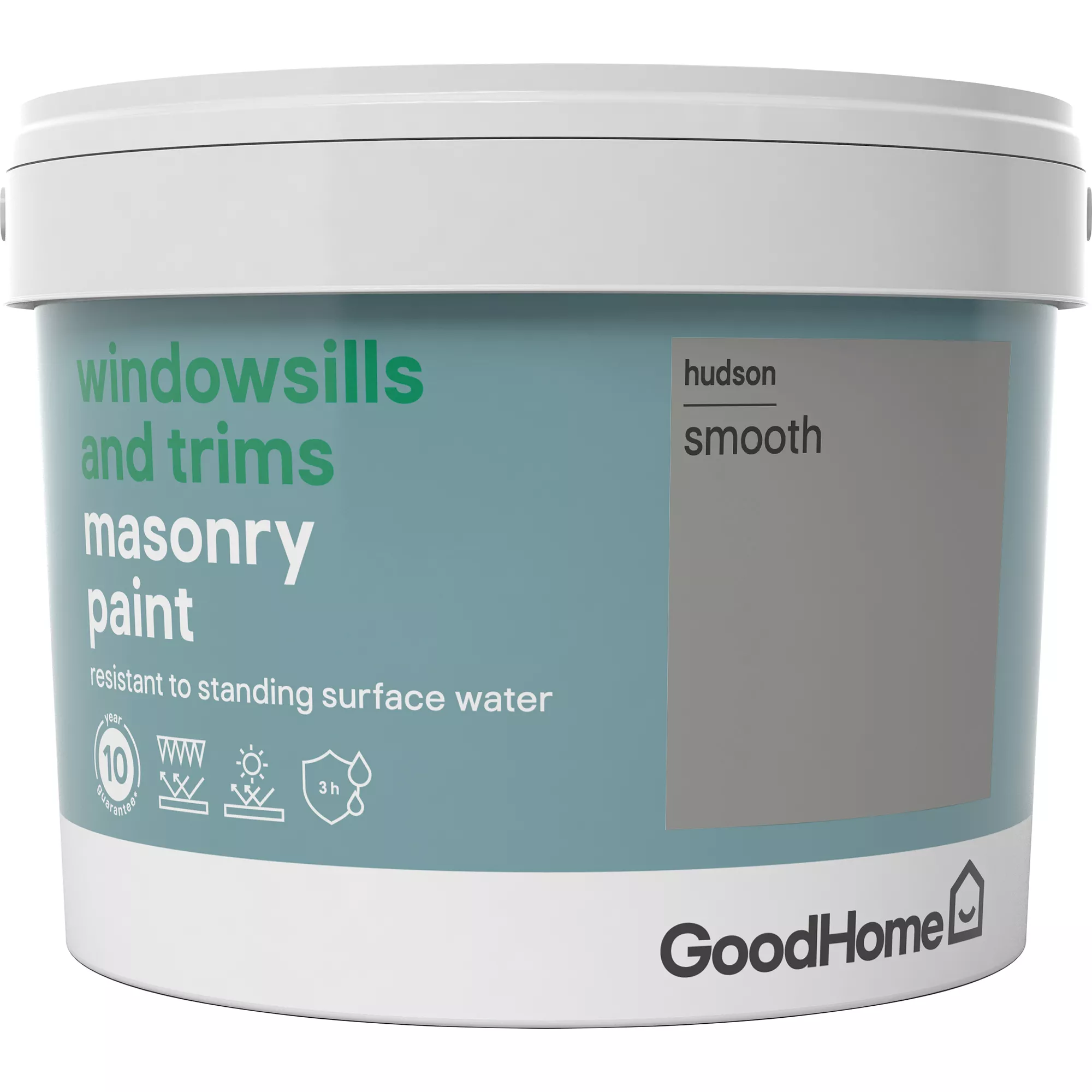 GoodHome Windowsills & Trims Hudson Smooth Matt Masonry Paint, 2.5L 4 GoodHome Windowsills & Trims Hudson Smooth Matt Masonry Paint, 2.5L - Image 2