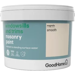 GoodHome Windowsills & Trims Magnolia Smooth Matt Masonry Paint, 2.5L -Trade Points goodhome windowsills trims magnolia smooth matt masonry paint 2 5l3663602520603 08c bq
