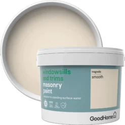 GoodHome Windowsills & Trims Magnolia Smooth Matt Masonry Paint, 2.5L -Trade Points goodhome windowsills trims magnolia smooth matt masonry paint 2 5l3663602520603 37c