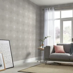 GoodHome Zamia Beige Art Deco Silver Effect Textured Wallpaper 13 GoodHome Zamia Beige Art Deco Silver Effect Textured Wallpaper -Trade Points goodhome zamia beige art deco silver effect textured wallpaper3663602561071 02i