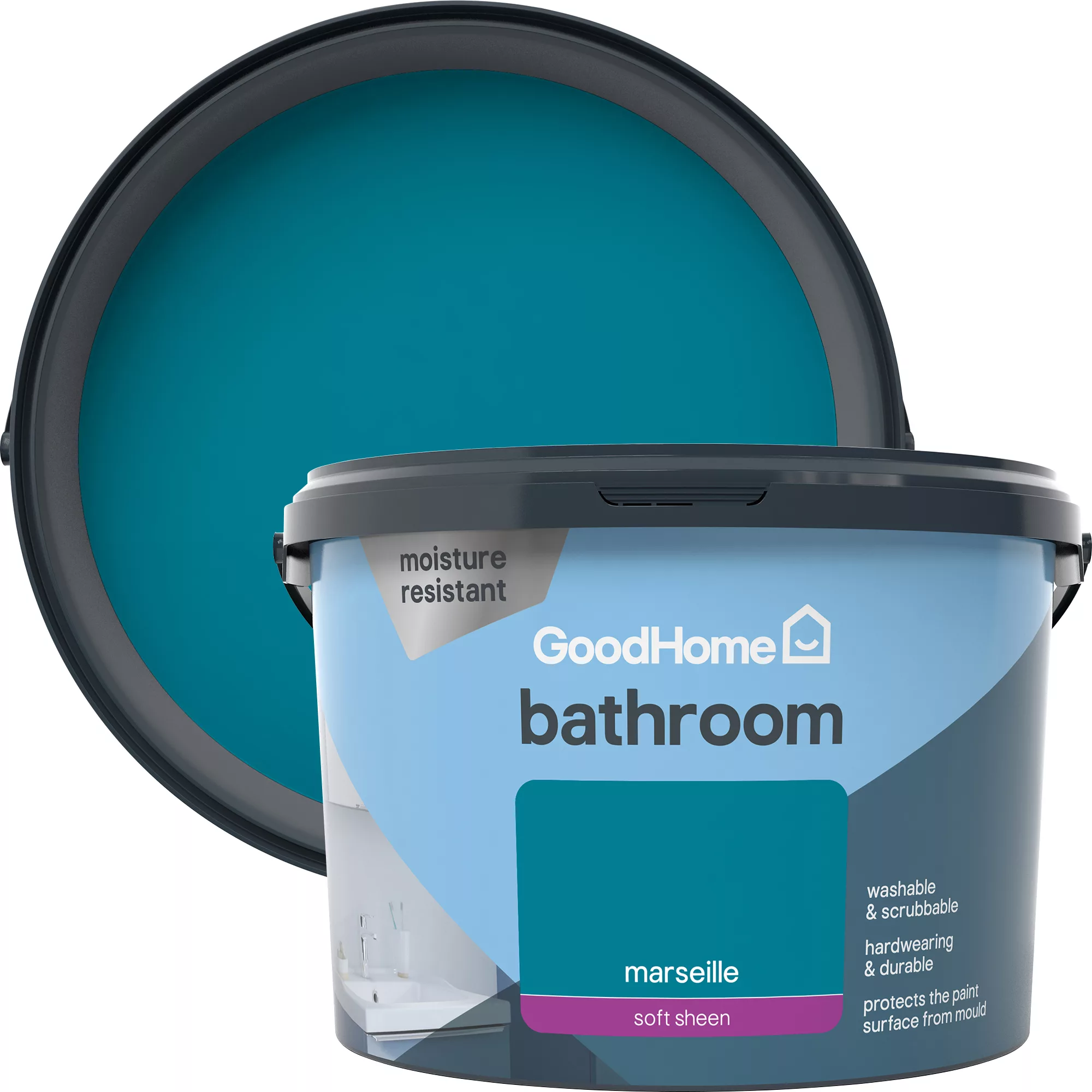 Trade Points -Trade Points goodhome bathroom marseille soft sheen emulsion paint 2 5l3663602592297 37c
